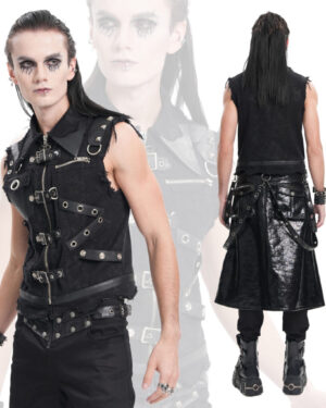 WT091 - Buckle denim distressed vest