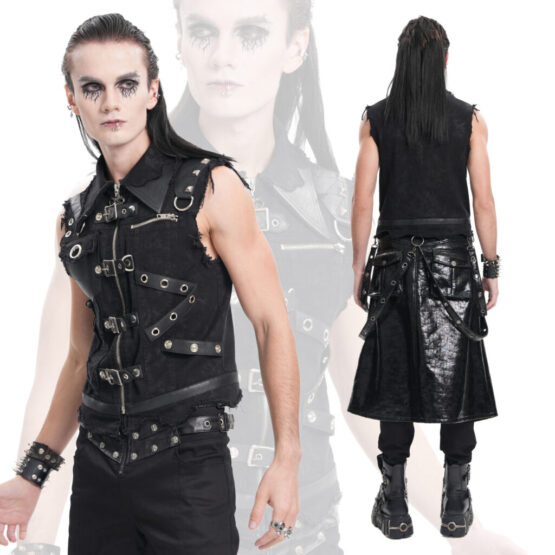 WT091 - Buckle denim distressed vest