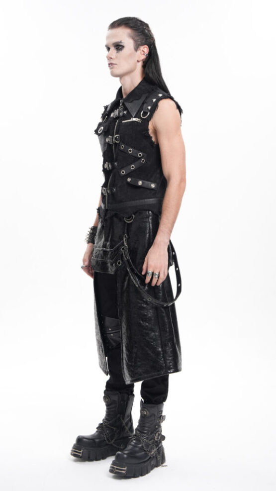 WT091 - Buckle denim distressed vest - Image 6