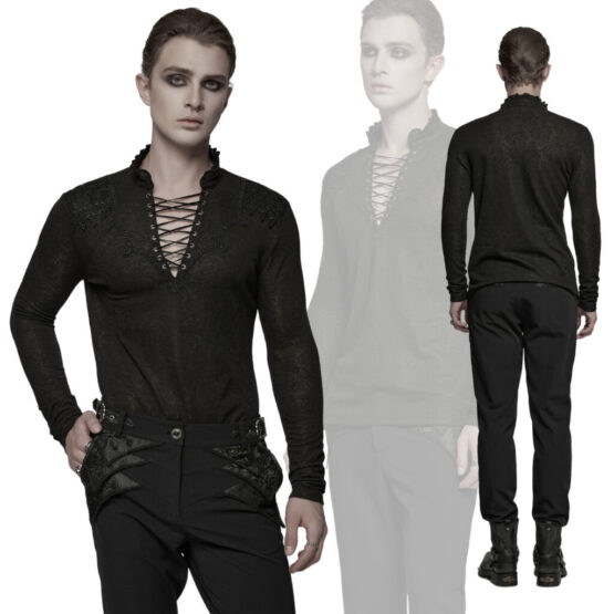 WT1015 - Long Sleeve Sheer Gothic Top-3XL