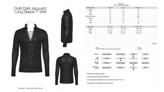 WT1015 - Long Sleeve Sheer Gothic Top-3XL - Image 6