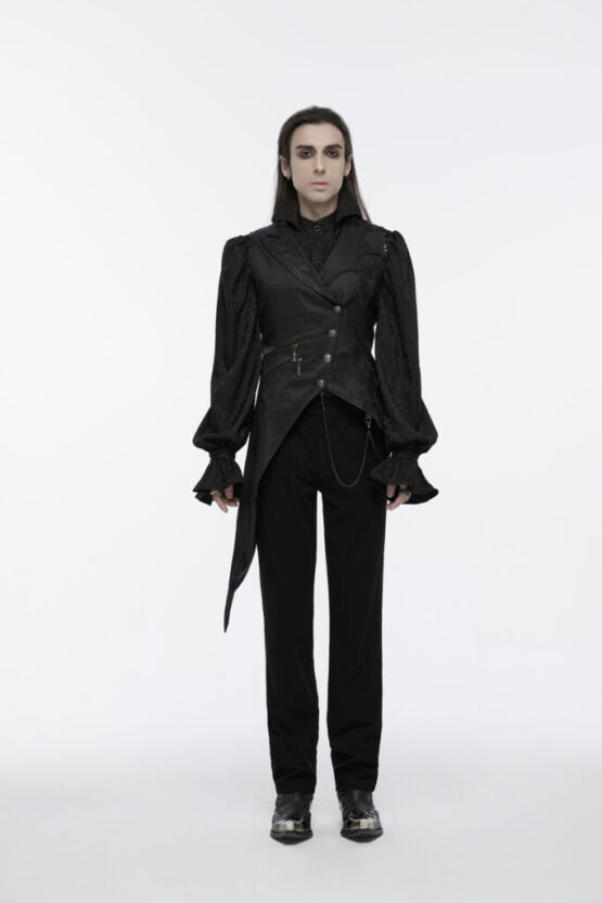 WY1720 - Dark night goth asymmetric vest - Image 2