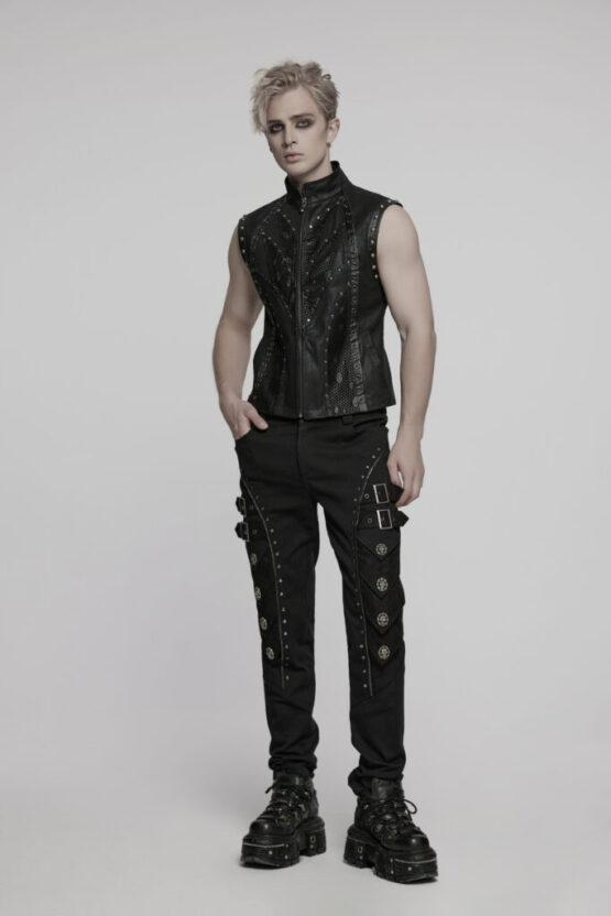 WY1781 - Punk rivet segmented vest - Image 6