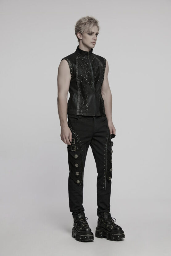 WY1781 - Punk rivet segmented vest - Image 5