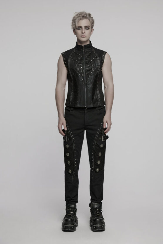 WY1781 - Punk rivet segmented vest - Image 4