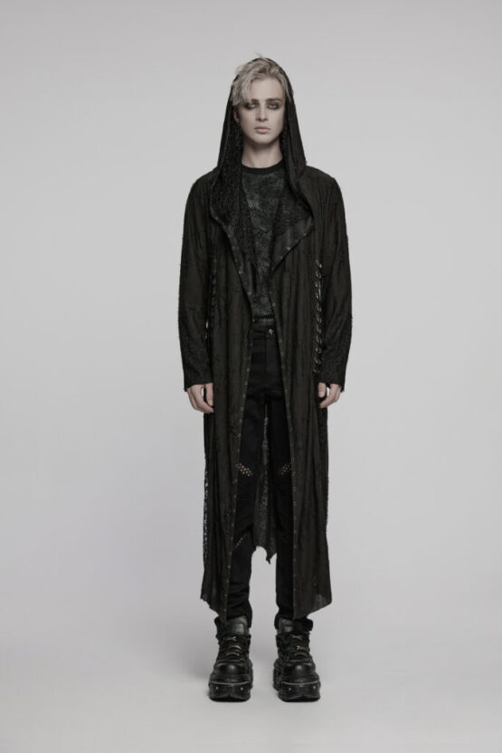 WY1795 - Goth decadent asymmetric hooded knitted jacket - Image 4