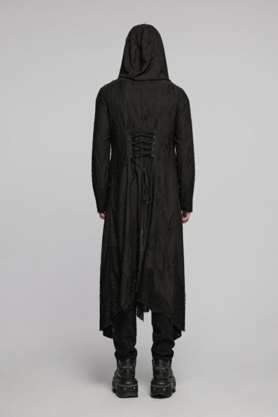 WY1795 - Goth decadent asymmetric hooded knitted jacket - Image 2