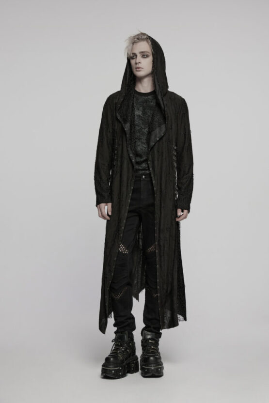 WY1795 - Goth decadent asymmetric hooded knitted jacket - Image 5