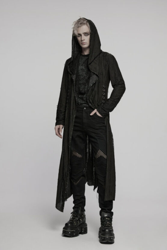 WY1795 - Goth decadent asymmetric hooded knitted jacket - Image 3