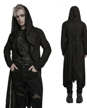 WY1795 - Goth decadent asymmetric hooded knitted jacket