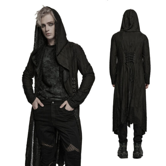 WY1795 - Goth decadent asymmetric hooded knitted jacket