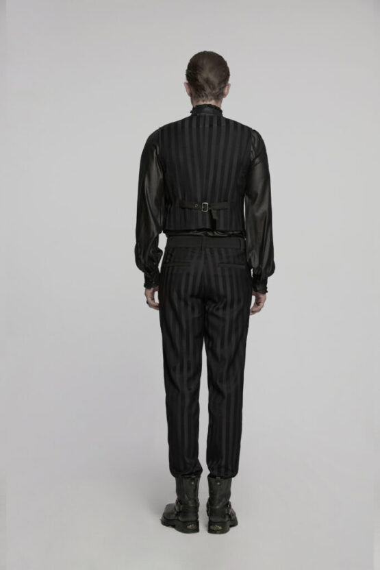 WY718 - Retro pin stripe punk vest-Black/Blue - Image 4
