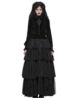 WT571 - Gothic dark-grain velvet blouse