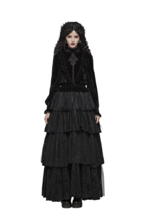 WT571 - Gothic dark-grain velvet blouse