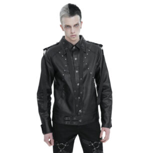 CT207 - Belted PU Leather Jacket