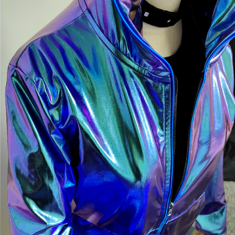 LED106 - LED Metallic Shiny Hoodie - Image 2