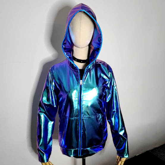 LED106 - LED Metallic Shiny Hoodie - Image 4