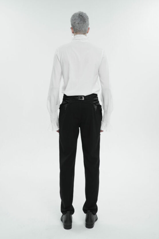 SHT10402 - White High Collar Ruffle Row Gothic Shirt - Image 4