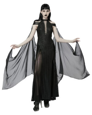 WQ627 - Textured Mesh Halter Top Dress with High Leg Slit Design