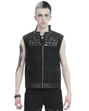 WT075 - Punk Studded Vest with Zipper Closure