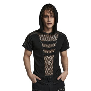 WT769 - Punk Hooded Mesh T-Shirt