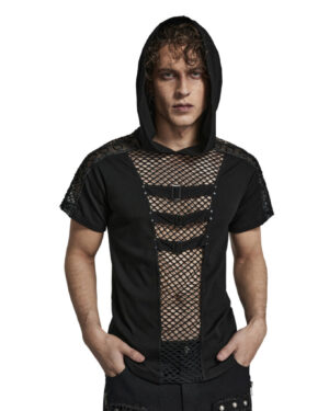 WT769 - Punk Hooded Mesh T-Shirt