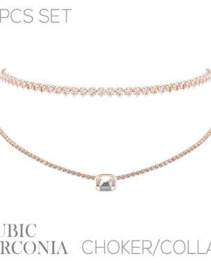 17855 - Rhinestone Layered Choker and Collar Two-Piece Set