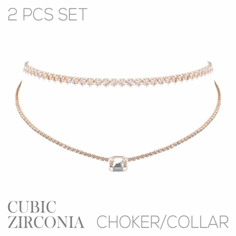 17855 - Rhinestone Layered Choker and Collar Two-Piece Set