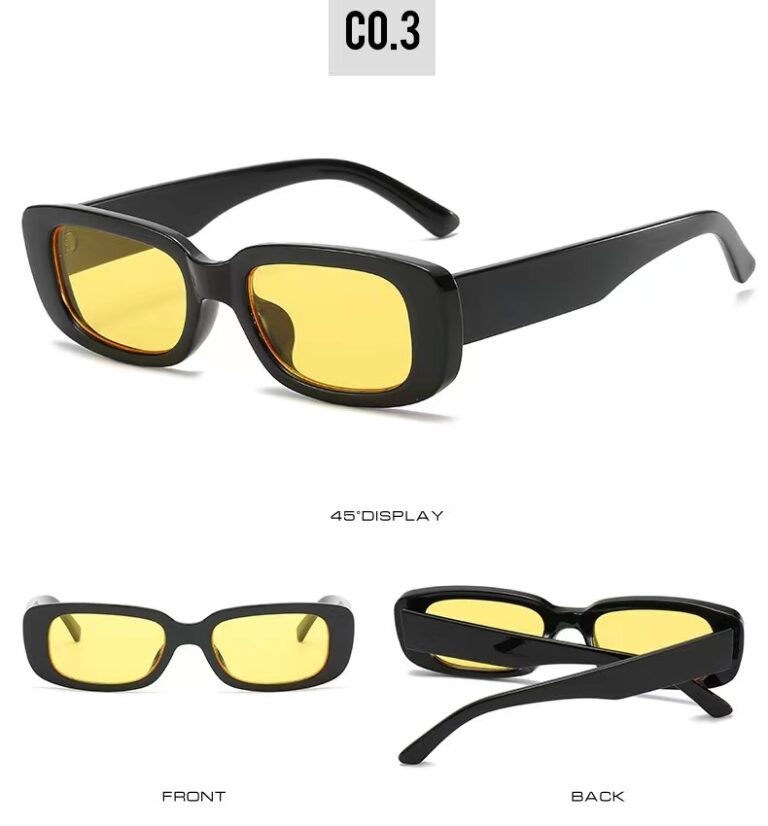 55471 - Sunglasses - Unisex Rectangular Black / Yellow Frame - Image 2