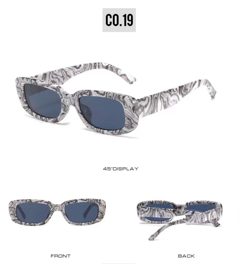 55472 - Sunglasses Unisex Rectangular Grey Swirl Frame and smoke lens - Image 2