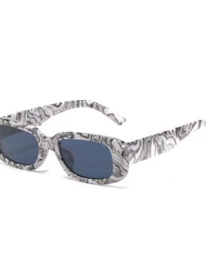 55472 - Sunglasses Unisex Rectangular Grey Swirl Frame and smoke lens