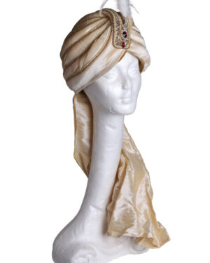 70052 - King silk turban with embillishments Gold