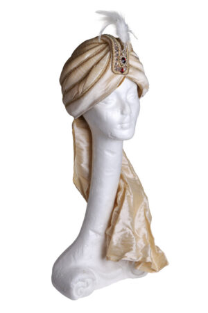 70052 - King silk turban with embillishments Gold
