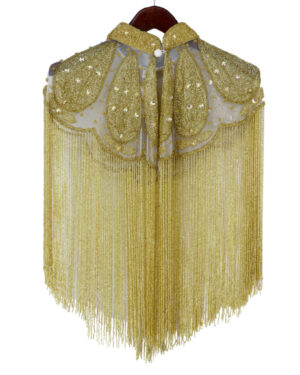 8880 - Beaded Cape - w/collar Gold w/gold fringes