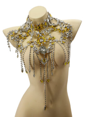 94021 - Yellow and Silver Sunflower Rhinestone Crystals Bodice