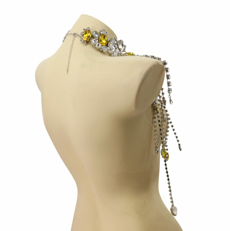 94021 - Yellow and Silver Sunflower Rhinestone Crystals Bodice - Image 3