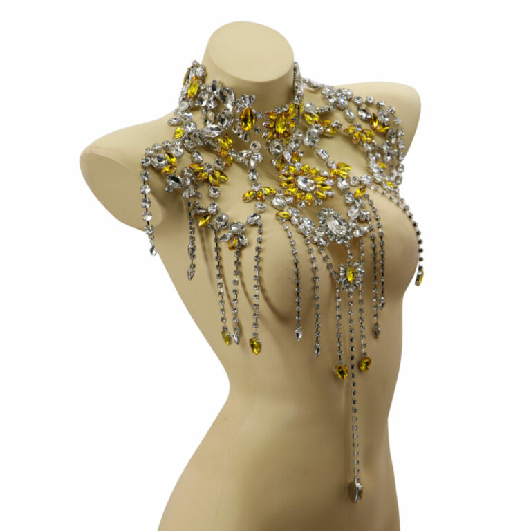 94021 - Yellow and Silver Sunflower Rhinestone Crystals Bodice - Image 2