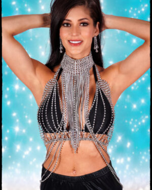 94024 - High Neck Halter Top Rhinestone Body Chain