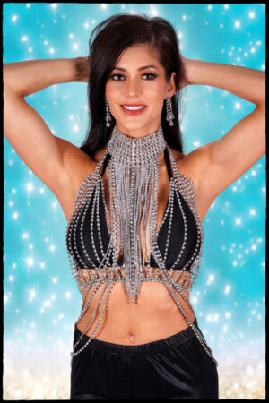 94024 - High Neck Halter Top Rhinestone Body Chain