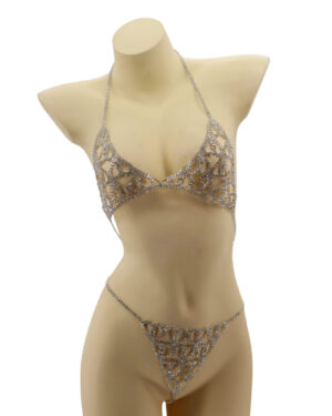 94026-SET - Flower Spiral Embellished Square Rhinestone Set