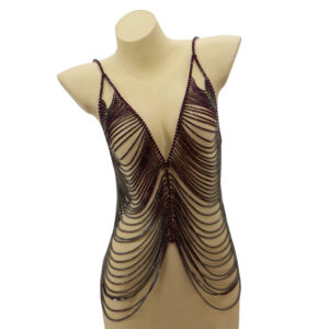 94036 - Waterfall Body Chain with Purple Rhinestone Trimming