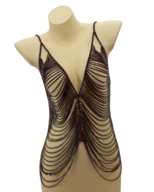 94036 - Waterfall Body Chain with Purple Rhinestone Trimming