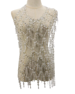 94037 - Ice Crystals Overlay Dress with Chain Link Straps