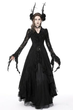 DW734 - Gothic Romantic Hollow Out Sexy Frilly Lace Dress