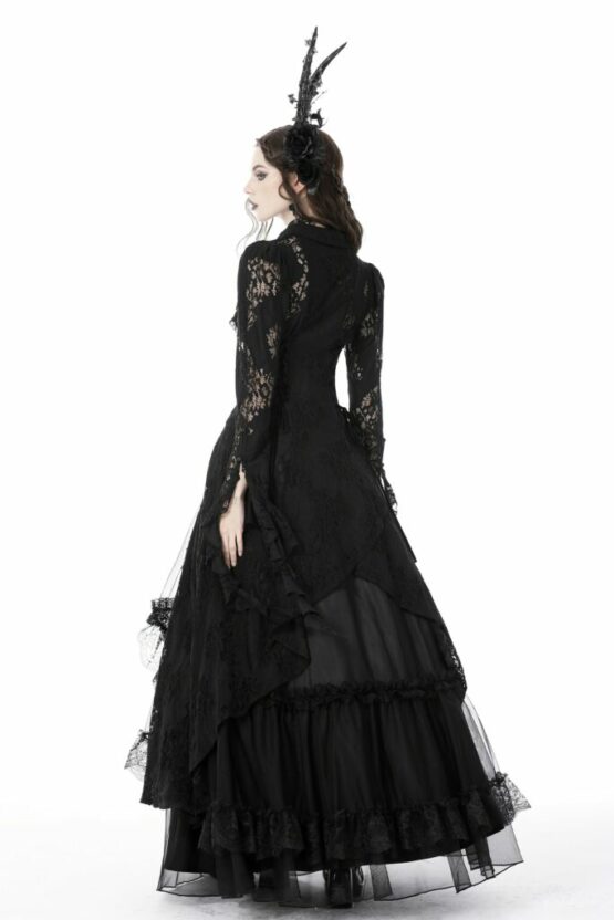 DW734 - Gothic Romantic Hollow Out Sexy Frilly Lace Dress - Image 2
