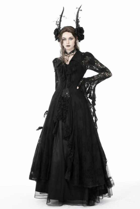 DW734 - Gothic Romantic Hollow Out Sexy Frilly Lace Dress - Image 3