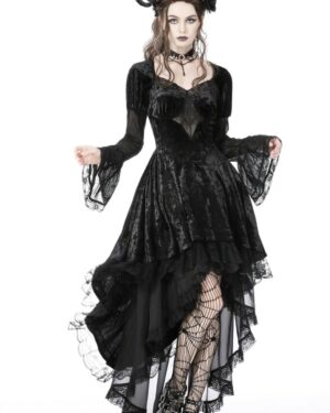 DW749 - Spider Queen High Low Velvet Dress