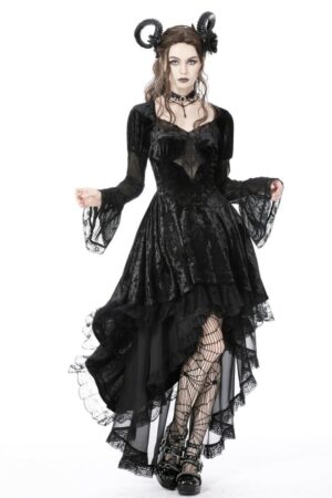 DW749 - Spider Queen High Low Velvet Dress