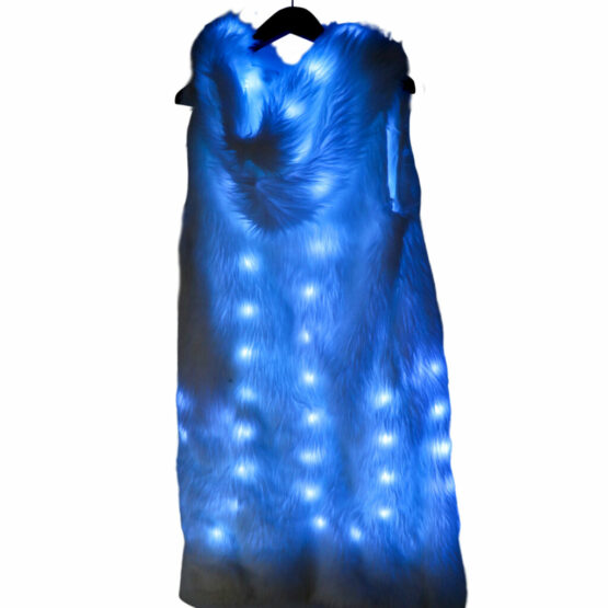 LED810 - LED Faux Fur Long Jacket with Hood - Image 7