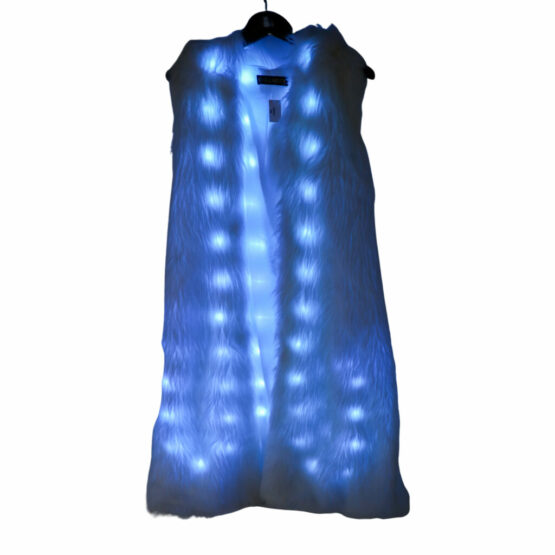 LED810 - LED Faux Fur Long Jacket with Hood - Image 8
